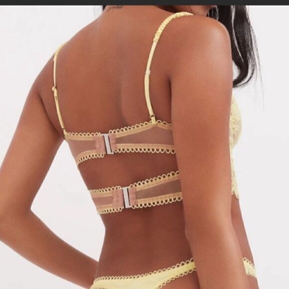 For Love & Lemons Yellow Faye Lace LL Bra XXS NWOT - Picture 3 of 8